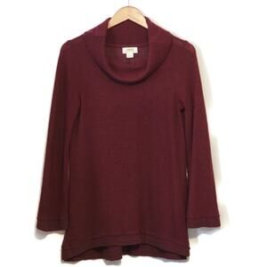 Anthropologie Maeve Cowl Neck Burgundy Red Tunic Top Long Sleeve Cozy Chic S